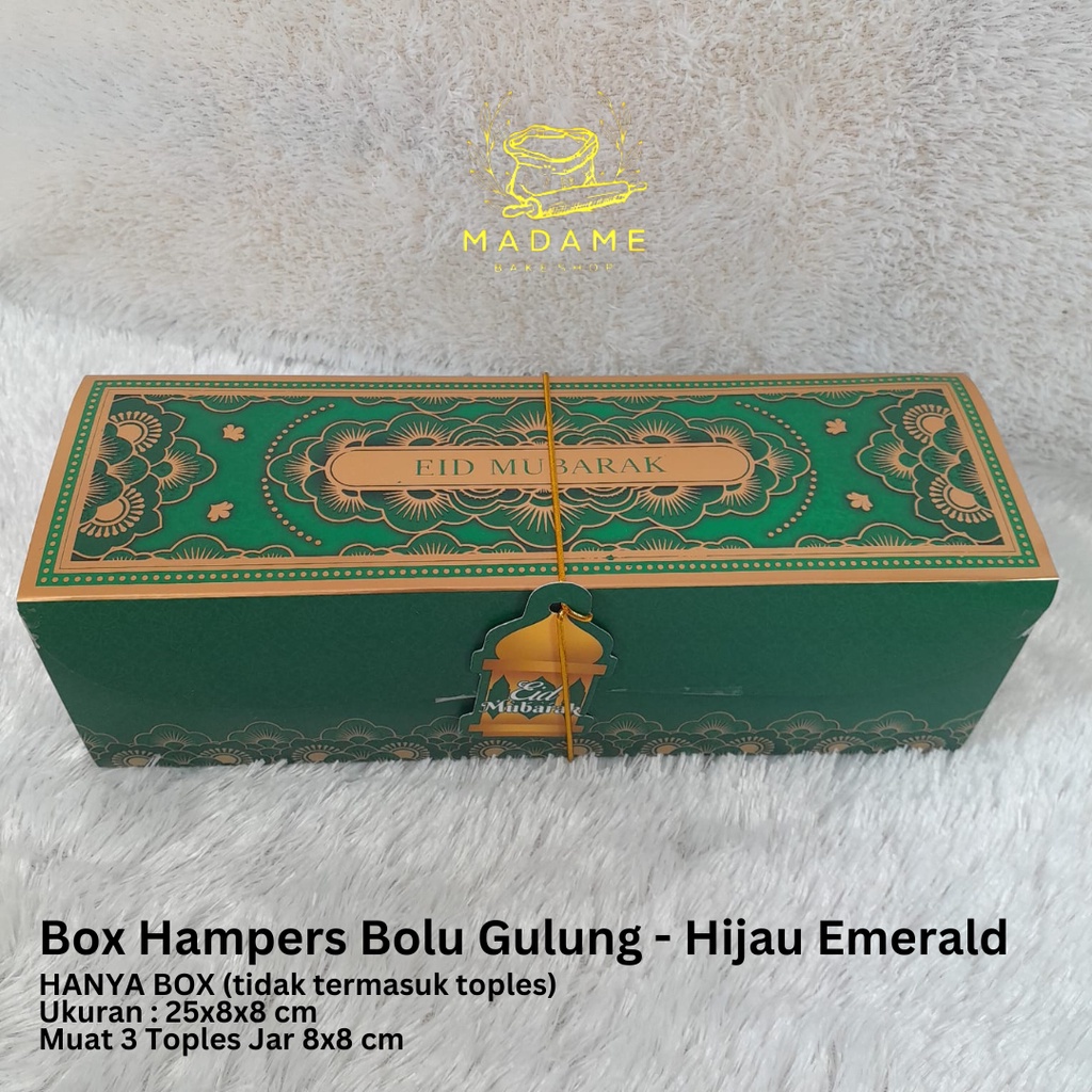 

Box Bolu Gulung Eid Mubarak / Box Kue Lebaran - Hijau Emerald