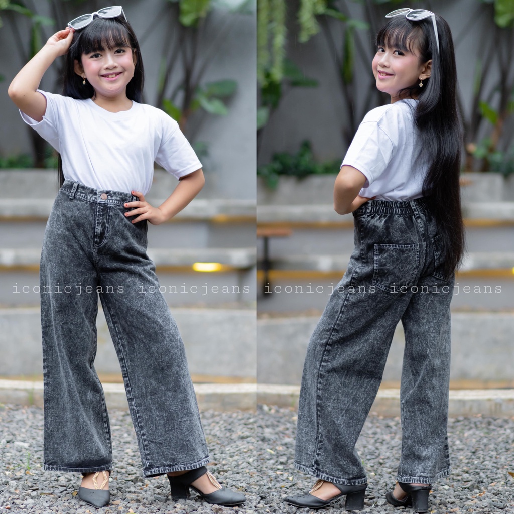 MOZZA KIDS CULLOTE JEANS/ kulot jeans anak usia 7-11 tahun pinggang karet simple korean look