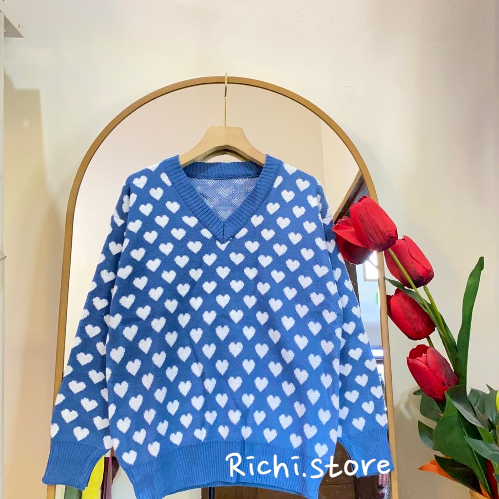 YOLAN SWEATER RAJUT V-NECK MOTIF LOVE