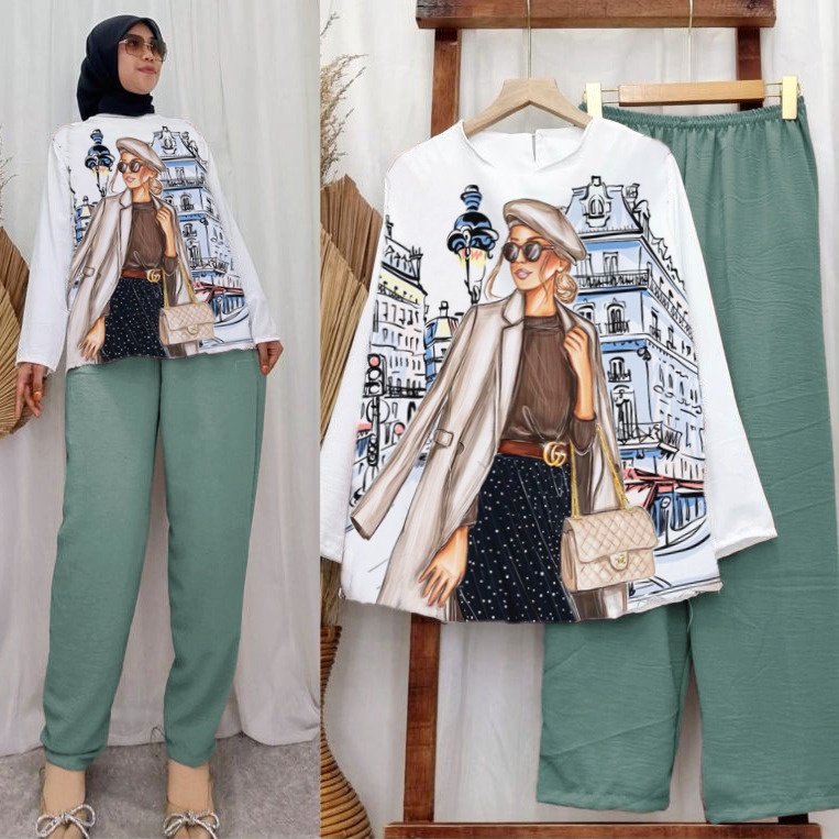 RILLO - MAIRA SET CRINKLE  JUMBO PRINTING DEPAN VIRAL LD 120