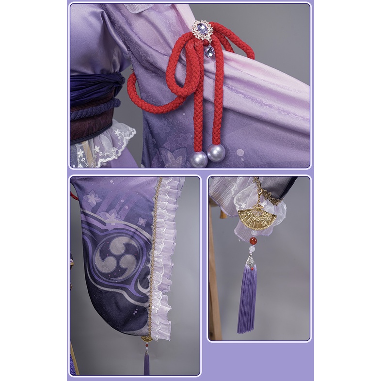 UWOWO Raiden Shogun Cosplay Genshin Impact Fanart: Raiden Shogun Ei/Baal Kimono Maid Dress Sexy Ver. Cosplay Costume