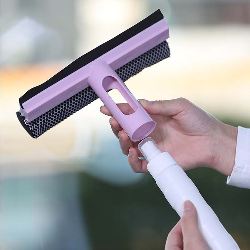 FYGALERY HL0318 Wiper Pembersih Kaca 3 In 1 Alat Pembersih Kaca Jendela Rumah Mobil Dengan Botol Spray Lap Pengering Kaca Lantai Wastafel Glass Brush Mirror Cleaner Wiper Cleaning Tool