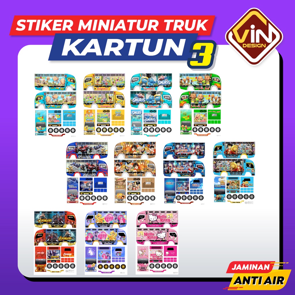 STIKER MINIATUR TRUK - STICKER TRUCK OLENG - KARTUN ANIMASI TERMURAH SERIES 3 BISA COD