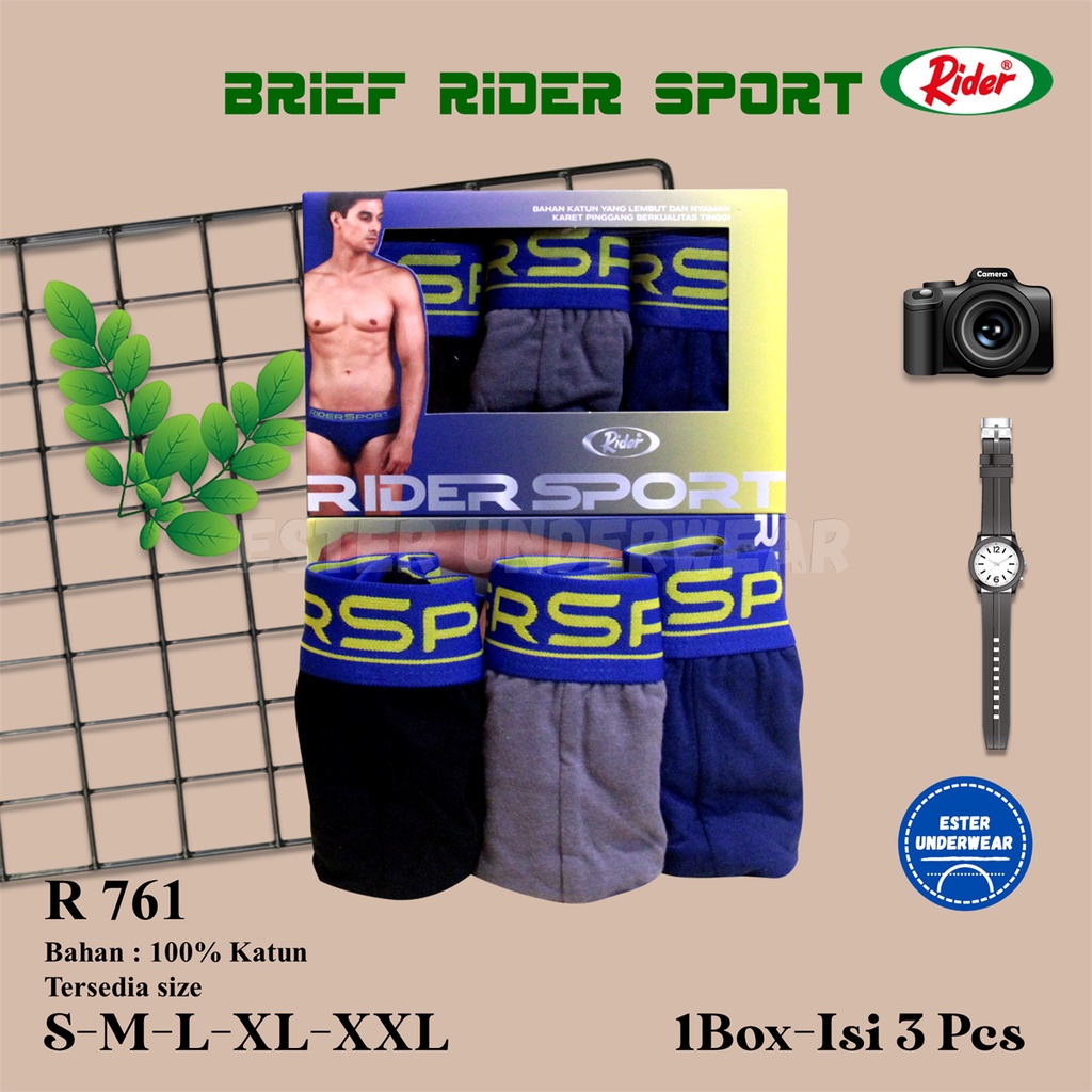 Celan Dalam Pria Rider Sport R 761 Isi 3Pcs/Pack Bahan Katun