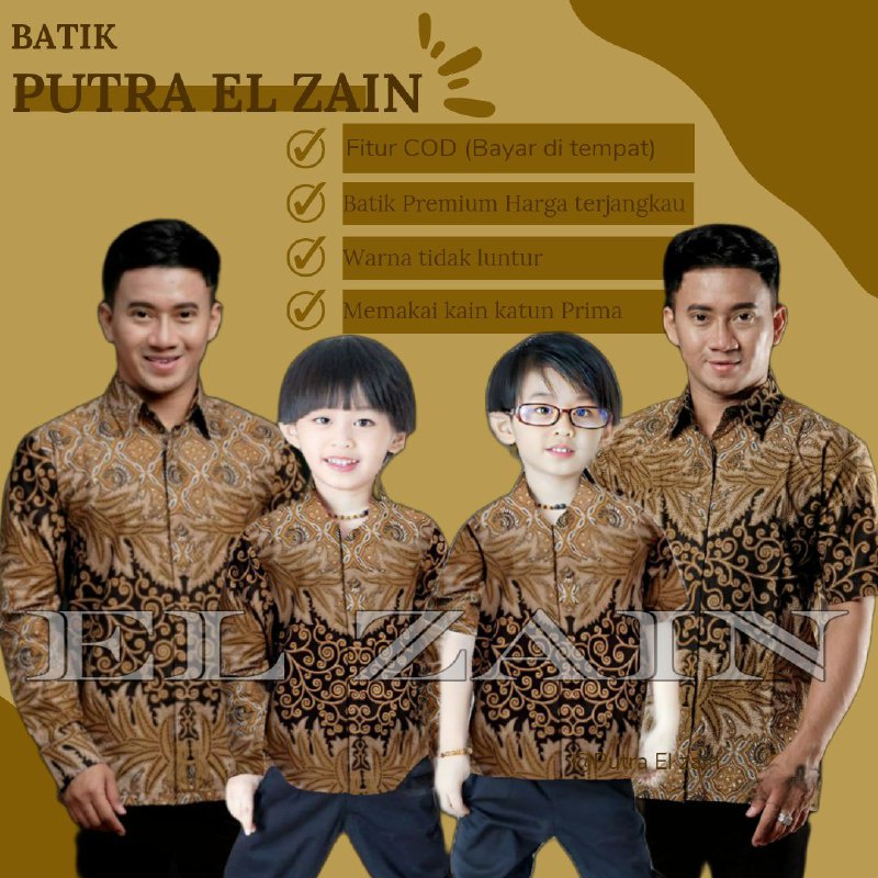 Batik Putra EL Zain TERBARU Couple sweet || couple batik ayah dan Batik anak cowok BATIK gold Batik Emas Batik Terbaru Batik 2023