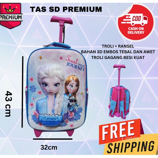 TAS TROLI + RANSEL Tas Troley Sekolah Anak SD Karakter Tas Sekolah anak Perempuan tas cewe IMPORT