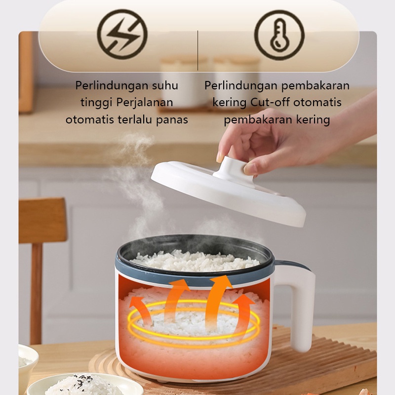 Panci Listrik Multifungsi Goreng dan Kukus 1.7L/ Elektrik Cooker 600W Anti Lengket Free Kukusan