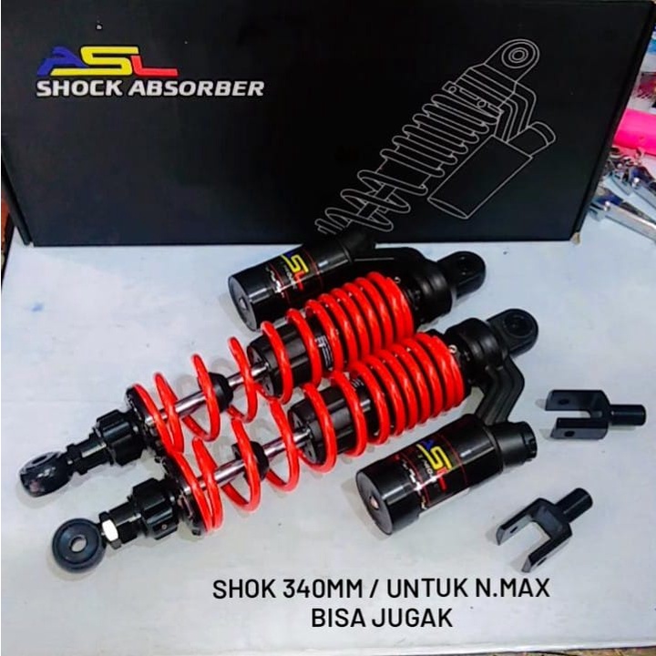SKOK SHOCK BELAKANG REPLIKA KTC TABUNG ATAS DOBEL CLIK plus DOBEL PANGKON 340 MM ASL MERAH HITAM