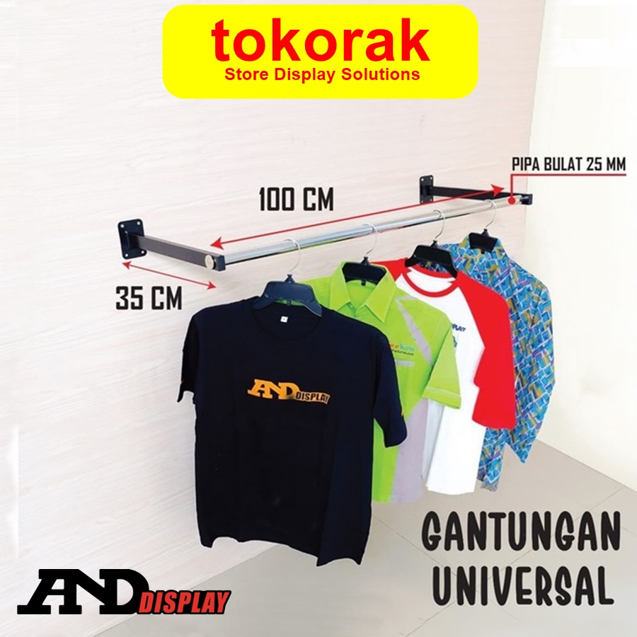 GAWANG BAJU TEMBOK RAK GANTUNGAN UNIVERSAL 35CM JEMURAN DINDING ANDDISPLAY