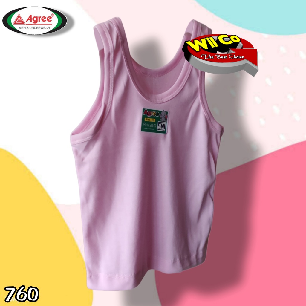 K760 - SINGLET ANAK UNISEX AGREE POLOS WARNA USIA 2 - 15 TH SIZE 20 - 36