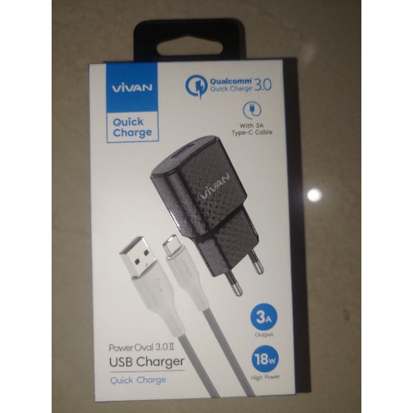 Vivan Charger 3.0 18 Watt 3 Ampere + Kabel Type C Fast Charger