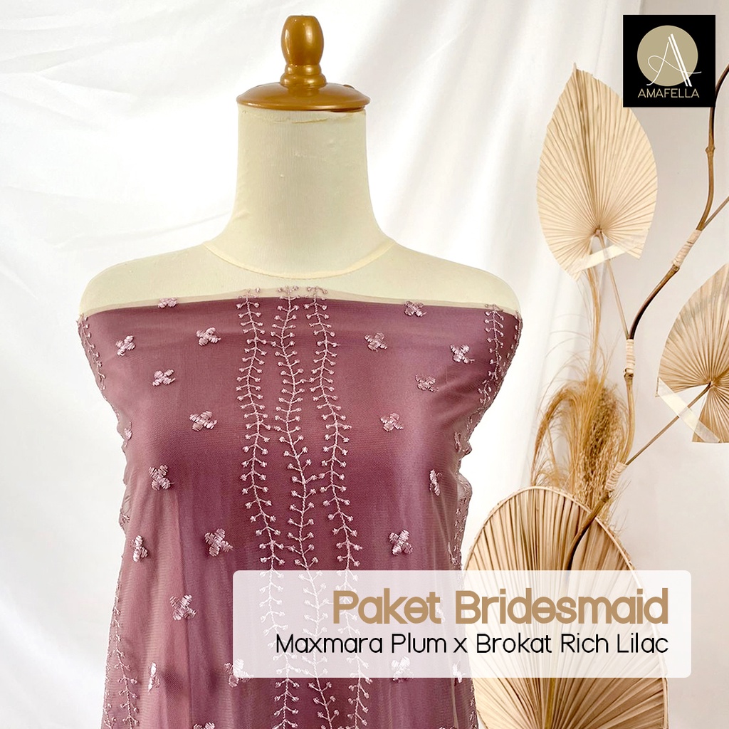 Paket Kain Bridesmaid Seragaman Lamaran Keluarga Lengkap Satin Kebaya Brokat Warna Plum