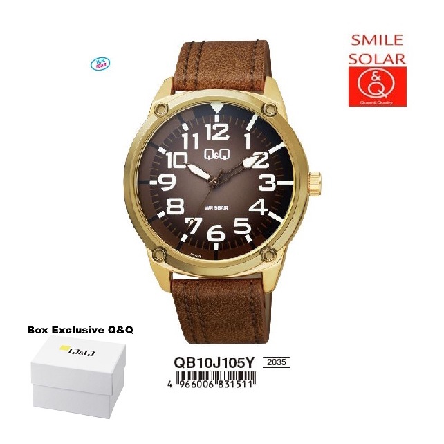 Jam Tangan Pria Casual Kulit Leather Analog Original Q&amp;Q QnQ QQ QB10 QB80 Series