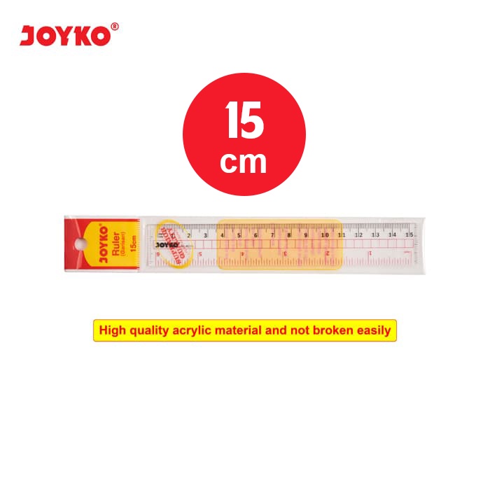 Acrylic Ruler / Penggaris Joyko RL-AC-15 / 15 cm / 15cm