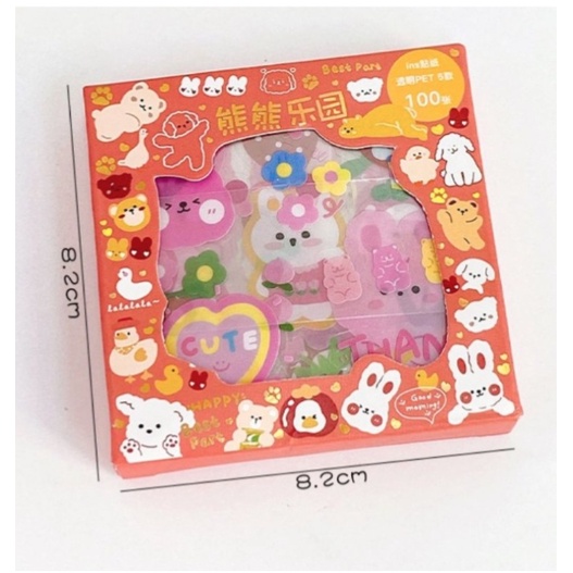 STICKER MOMO WATERPROOF ISI 100 LEMBAR PER BOX-ORANGE BOX KECIL 100