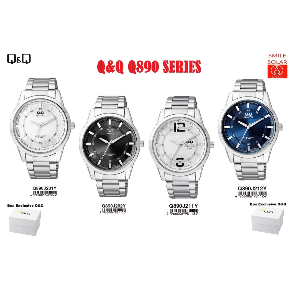 Jam Tangan Pria Classic Casual Business Rantai Stainless Steel Analog Original Q&amp;Q QnQ QQ Q890 Q890J Series