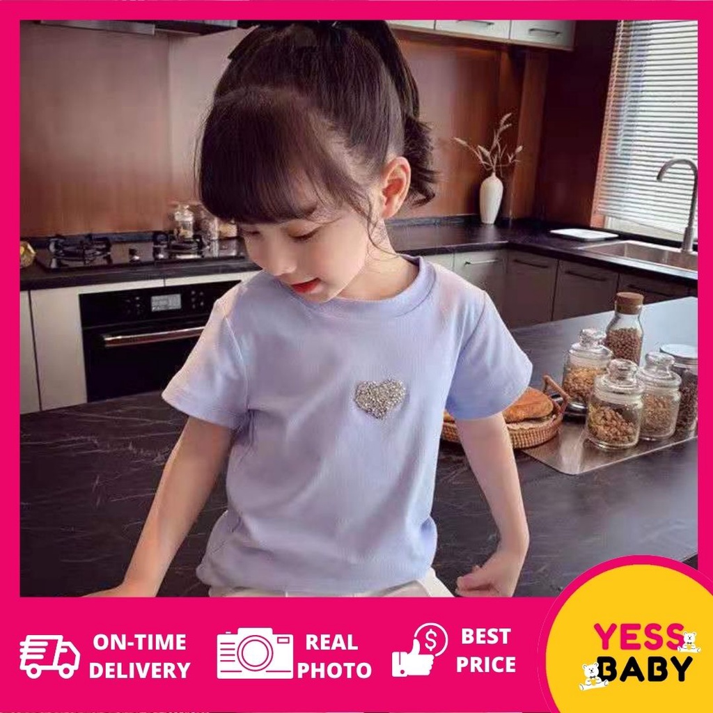 YESSBABY SIZE(90-140)Dress LOVE STRUCK Anak Perempuan Lengan Pendek T-Shirt /1-9 Tahun Baju Kaos anak cewek