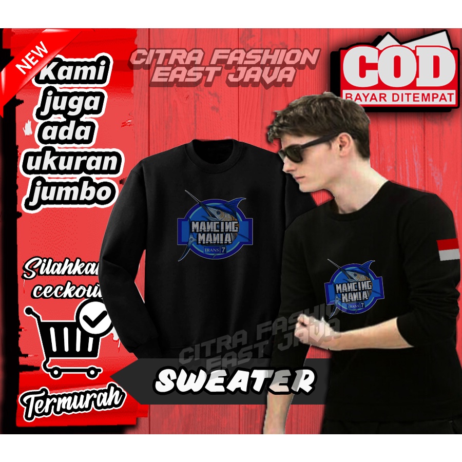 HOODIE SWEATER HITAM MANCING MANIA MANTAP TRANS 7