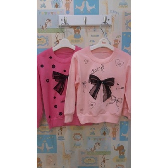 Sweater Pink Pita Hitam 6-14 Anak