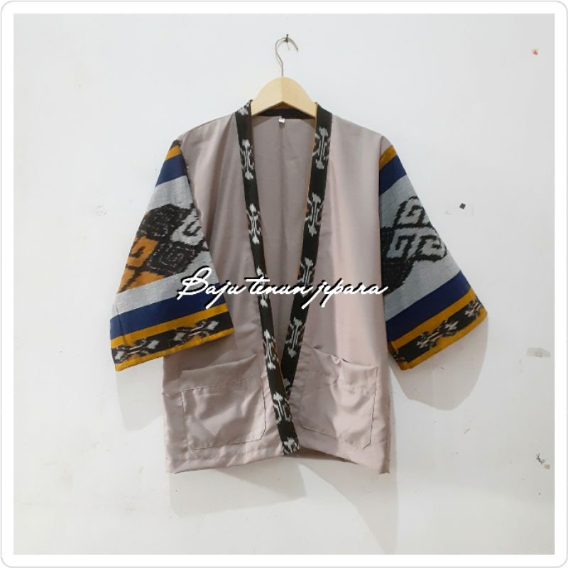 kimono outer tenun unisex baju tenun jepara kp7