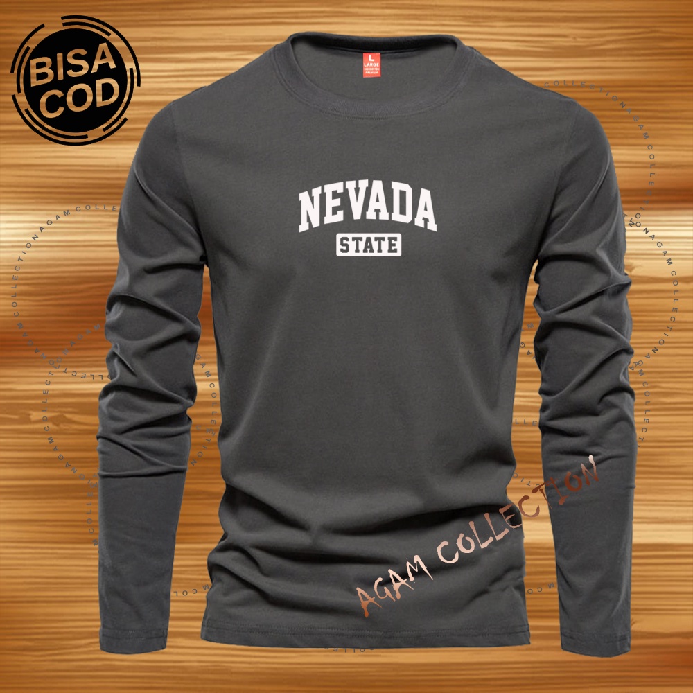 Agam Collection Baju Kaos Distro N_VDA Text Putih Lengan Panjang Premium Quality Kaos Pria Keren Kaos Cewek/Cowok
