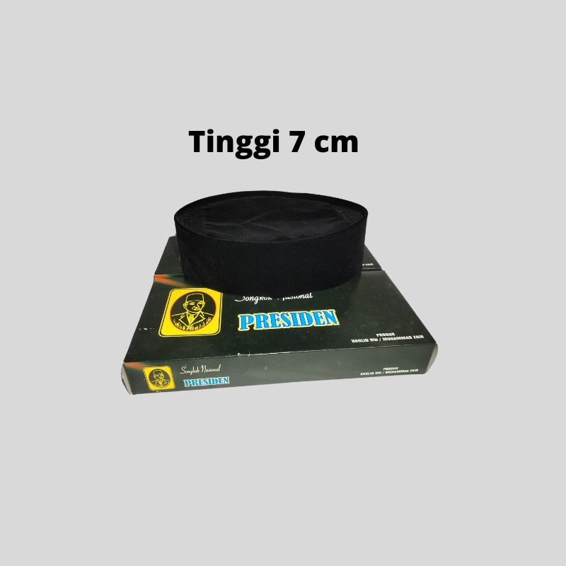 PECI SONGKOK HITAM AC TINGGI 7CM KOPIAH BLUDRU CONTESSA FLOCKING ANAK ANAK DAN DEASA