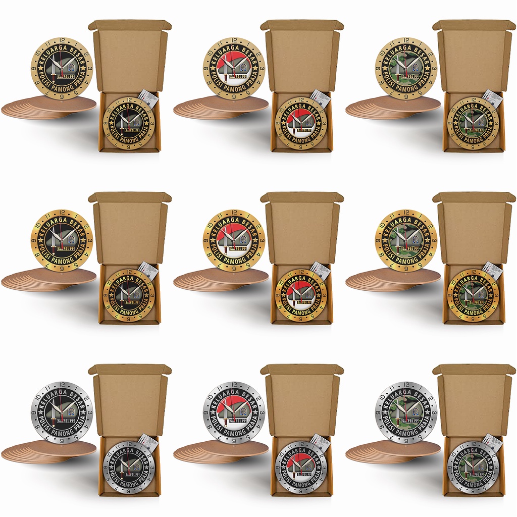 Jam Dinding Unik Keluarga Besar Polisi Pamong Praja (POL PP) - Kayu Karakter D30cm (Special Edition)