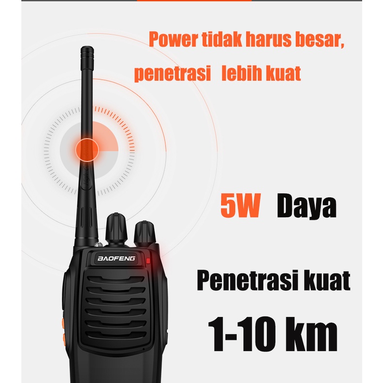 YUN Mall Walkie Talkie HT Handy Talky Talkie ORI BF 888S 2 Way Radio Walkie Talkies Set Recharge With Earpieces Jarak