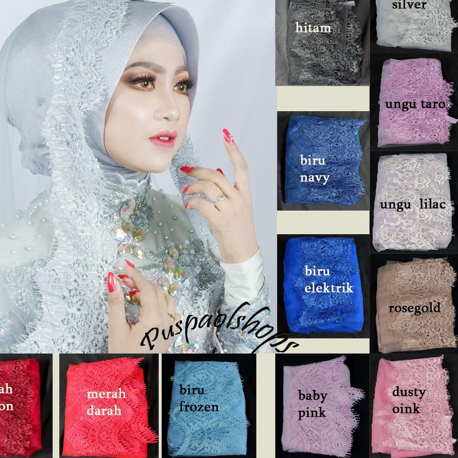 ♨ VEIL RENDA BROKAT TILE SILK PREMIUM VEIL HIJAB VEIL PENGANTIN SLAYER ▲