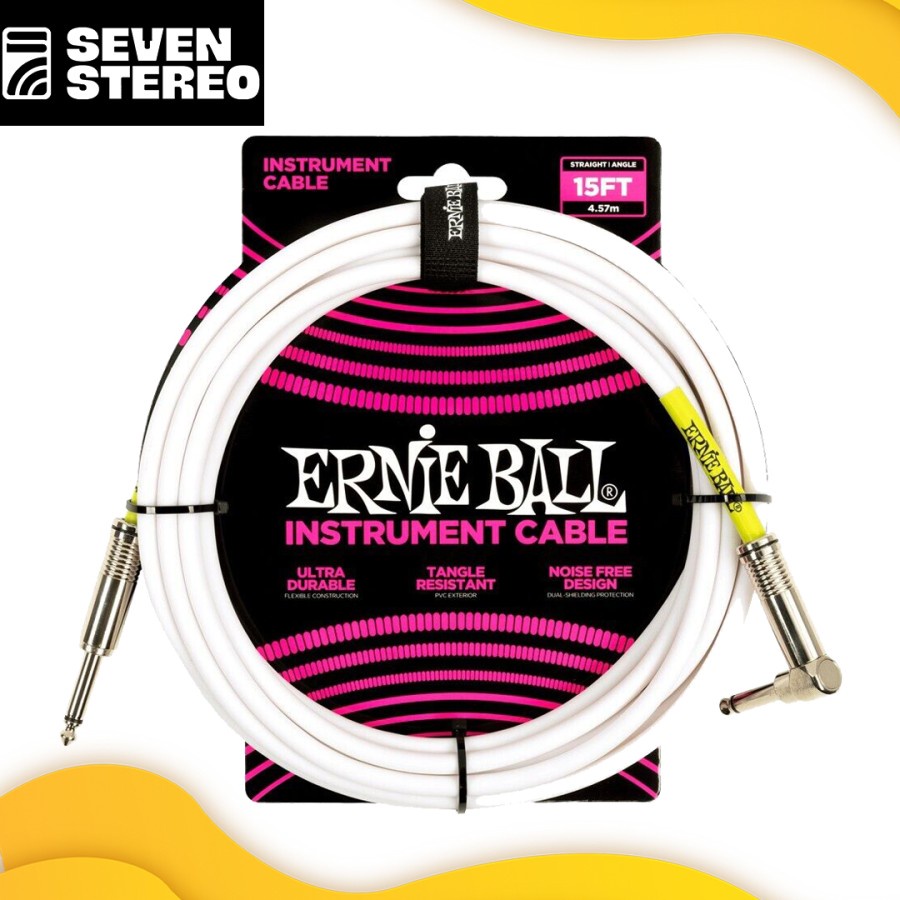 Ernie Ball 6400 PVC Straight to Right Angle Instrument Cable 15 Feet