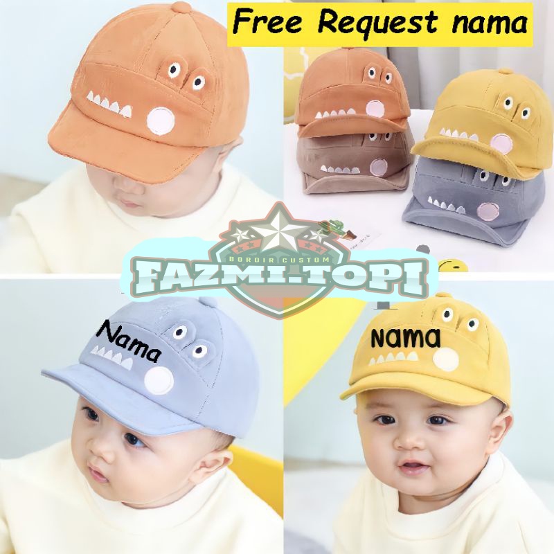 Topi Bayi Lucu Karakter Crocodile Reques Free Bordir nama