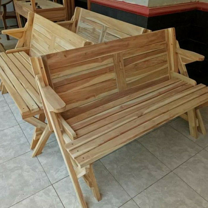 PJ1 Bangku Taman Magic Kayu Jati Bisa Jadi Meja dan Kursi Saat di Lipat - BELUM WARNA
