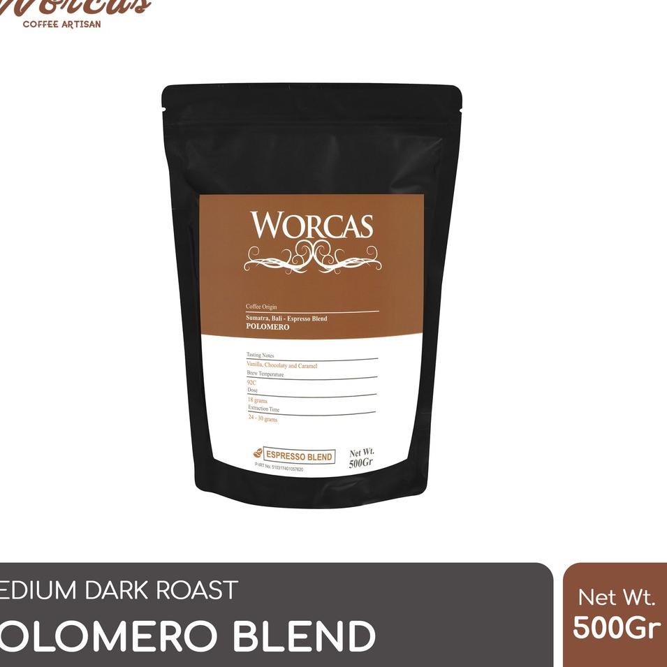 

☜ WORCAS Kopi Polomero Espresso Blend 500 Gram | Es Kopi Susu Blend ○