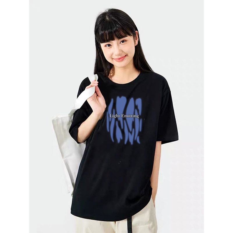 [100%  Katun]Vintage Kaos Lengan Pendek Cream Atasan Wanita Oversize Printed T-shirt Kekinian Korean Style ootd