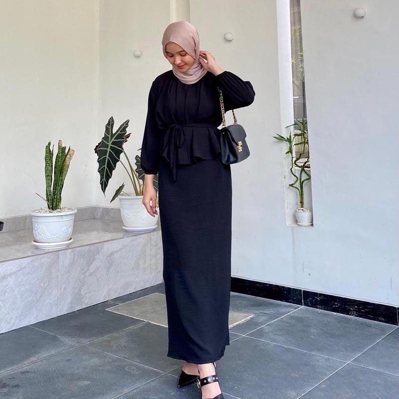 SRIWA One Set Gamis Setelan Wanita Crinkle Dini Set Rok Dan Atasan Os01-5