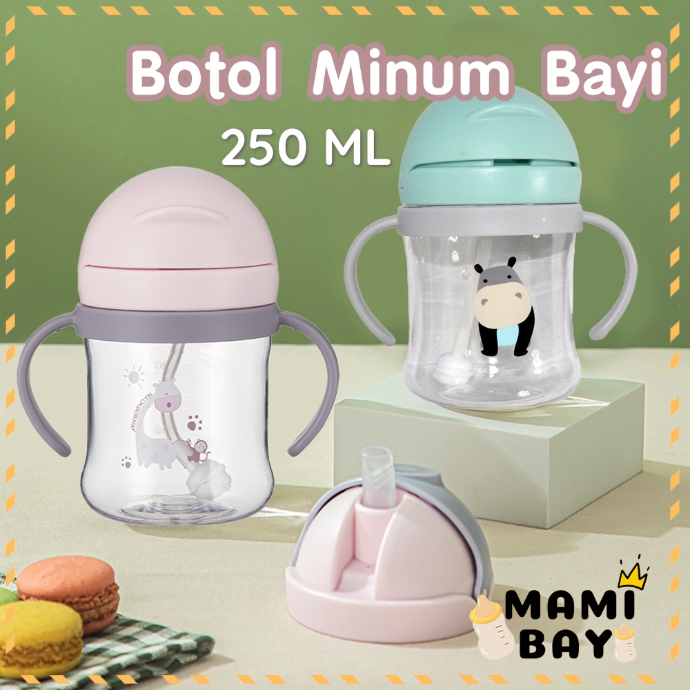 Mamibayi Botol Minum Anak 250ML/Botol Minum Bayi Sedotan Anti Tumpah/Training Cup Baby Sippy Cup