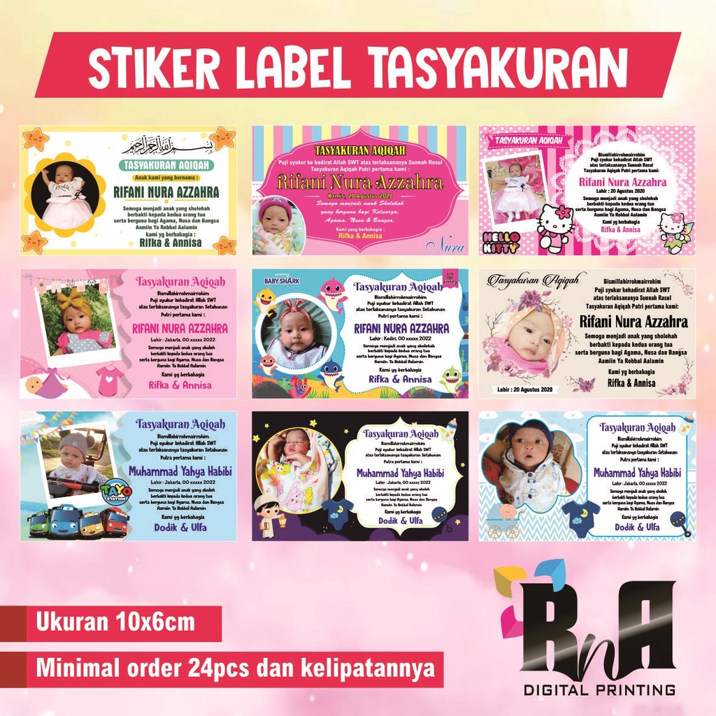 

Stiker Label Tasyakuran Aqiqah/Turun tanah/Tasyakuran lain