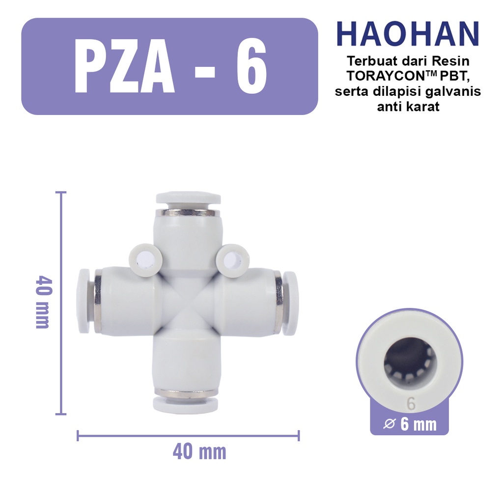 PZA Fitting Cross Tee Pneumatic Slip Lock 4 Way Type MPZA  PZA