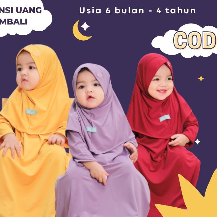 New GAMIS SYARI SET JILBAB ANAK HIJAB BAYI POLOS ANAK PEREMPUAN NEWBORN UMUR 0 1 2 3 4 5 6 BULAN TAH