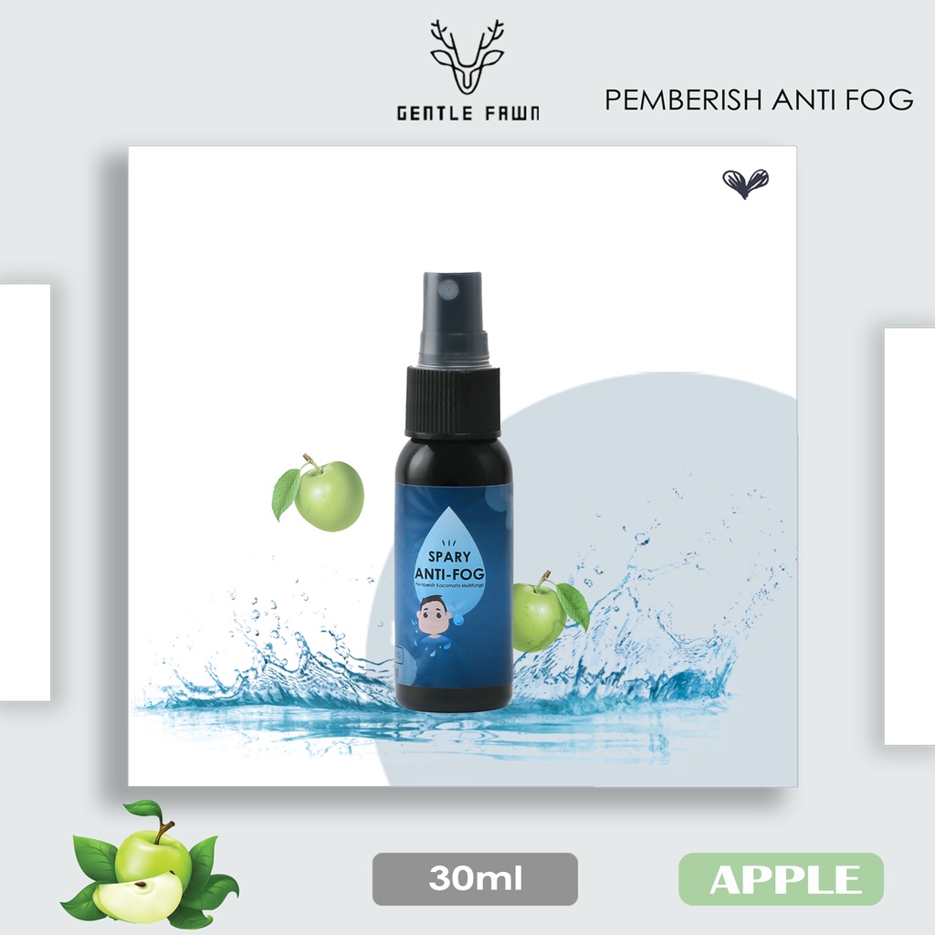 Gentle Fawn Spray Pembersih Lensa Anti Fog Anti Embun Berbagai Aroma Lens Cleaner Anti Kabut Serbaguna 30ml Kacamata/Cermin/Kamera/Komputer/Notebook/Helm dll.-APPLE