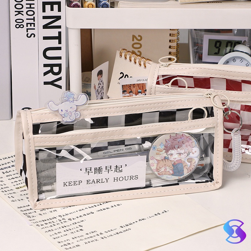 

Pensil Case/Kotak Alat Tulis/Tempat Pensil Kotak-Kotak Transparan-Suning Mall