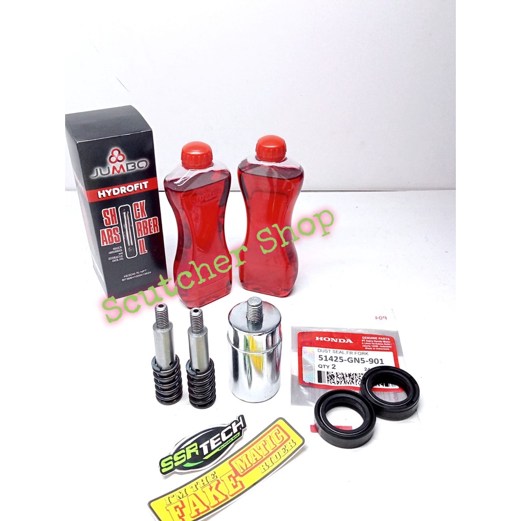 PAKET HEMAT PENINGGI SHOCK DEPAN DAN BELAKANG HONDA MATIC BEAT STREET VARIO SCOOPY SPACY