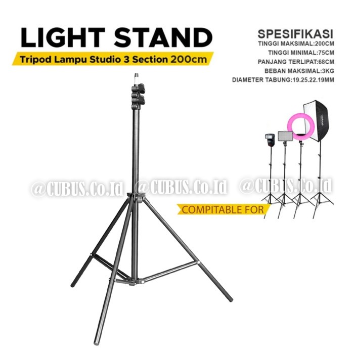 Tripod Mini Light Stand COSTA CF-3200 Lampu Studio 3 Section 200cm pendek di dada untuk motor anti goyang S2S3 yang ada remot lipat di ring light kokoh dan kuat rebahan profesional untuk live jepit flash gantung anti air elas