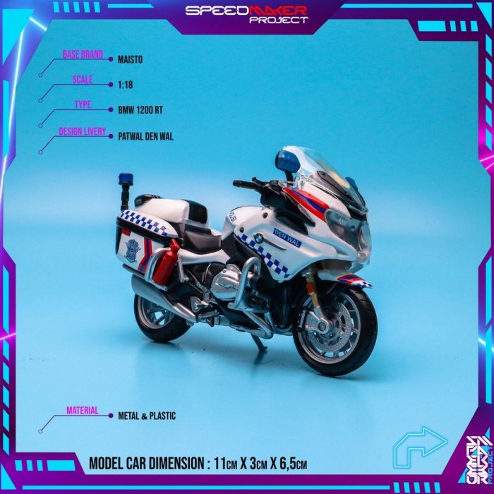 MAISTO CUSTOM BMW R 1200 RT POLISI INDONESIA DEN WAL PATWAL DIECAST TERBARU