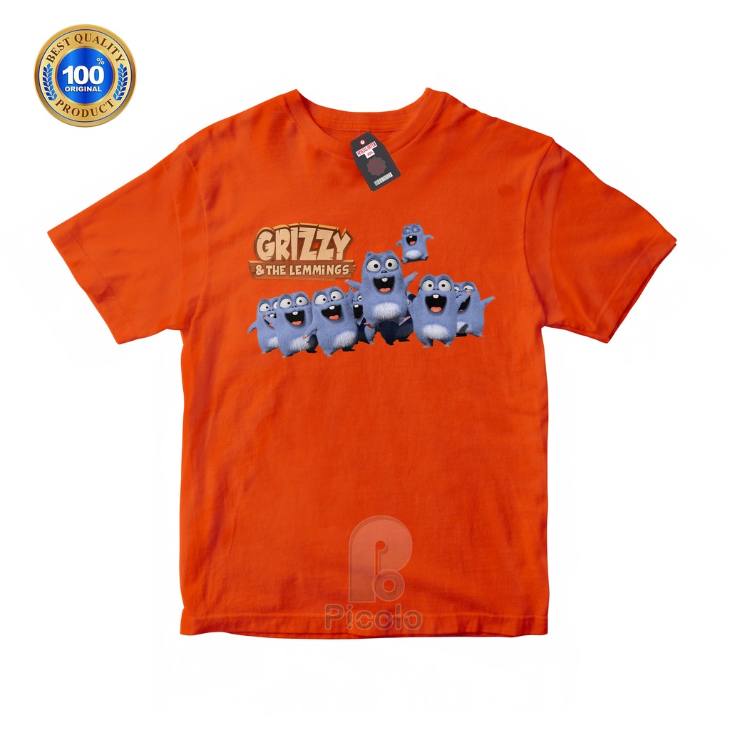 (FREE NAMA) BAJU KAOS ATASAN ANAK MOTIF KARTUN GRIZZY AND THE LEMMINGS UNISEX Bahan COTTUN