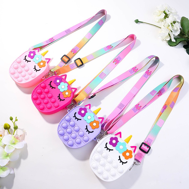 FYGALERY FYG1442 Tas Pop It Jelly Rubber Motif Unicorn Oval Tas Selempang Anak Lucu Tas Pop It Unicorn Tas Selempang Mini