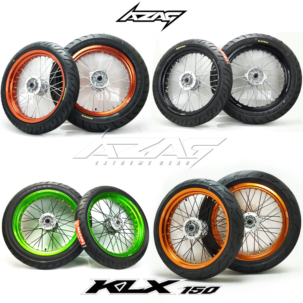 BAN SET SUPERMOTO KLX150 SCARLET RACING TROMOL ORIGINAL KAWASAKI