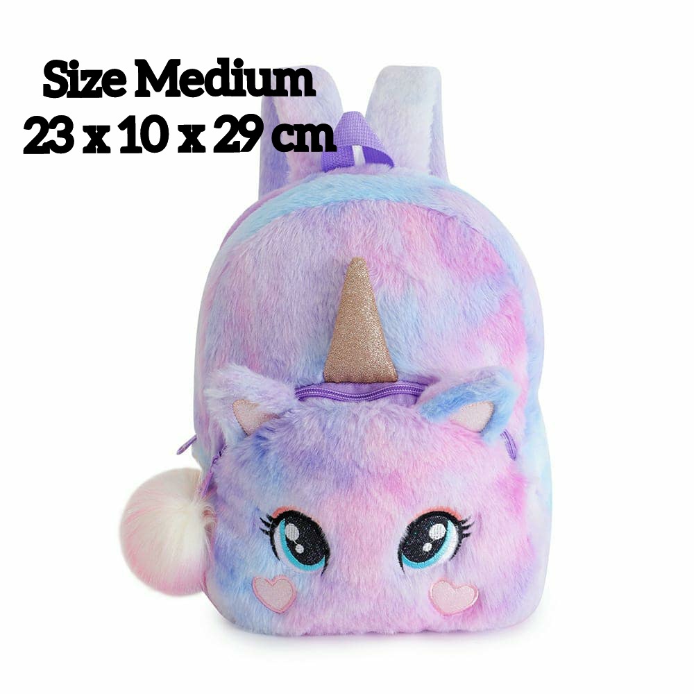 Tas Ransel Unicorn Fur Lembut Anak TK Paud kado ultah anak TK Tas sekolah paud bulu kado unicorn/TAS
