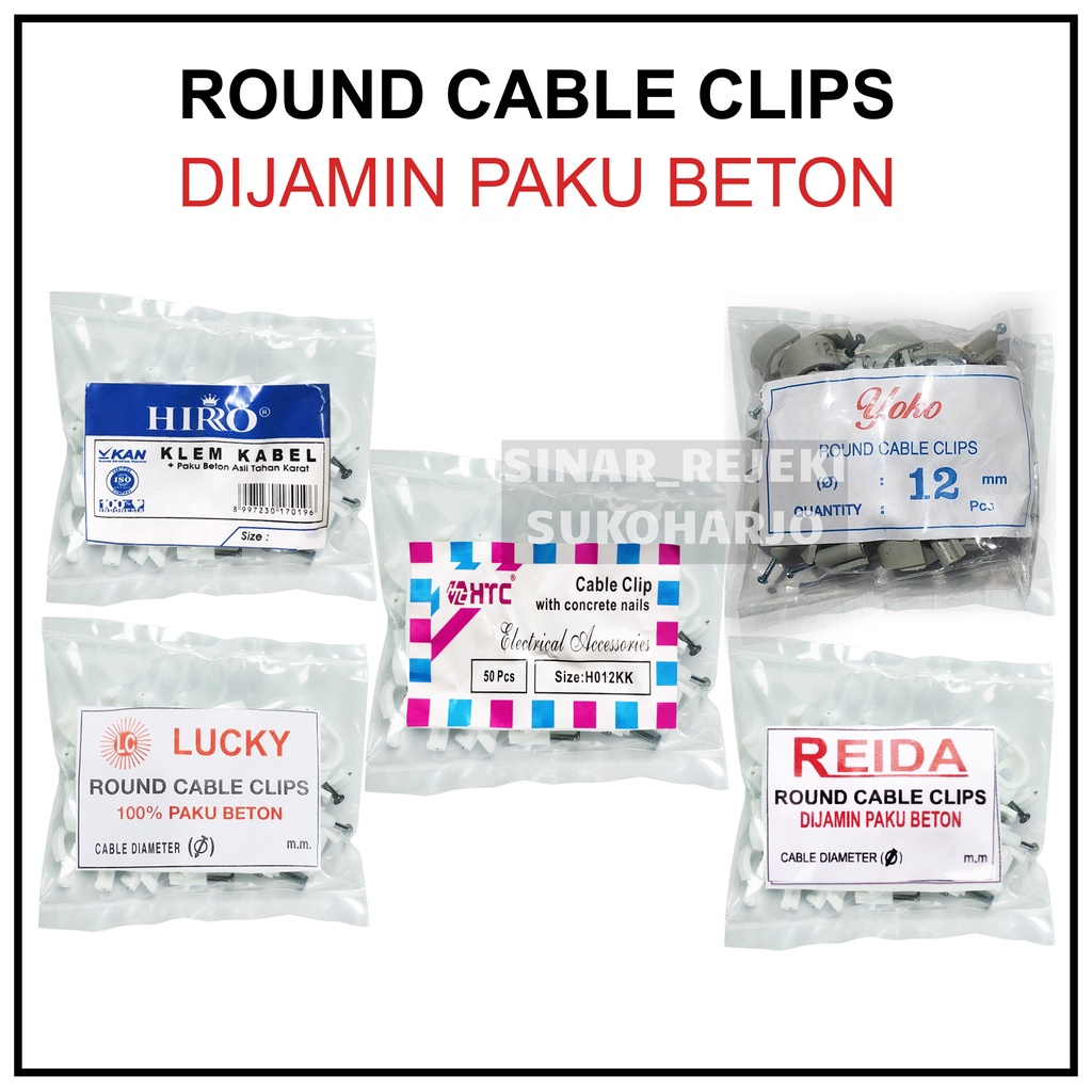 Klem Kabel 10 mm 9 mm 8 mm 7 mm 6 mm 4 mm REIDA Paku Beton Klip Pin Berkualitas Kabel Ke Tembok