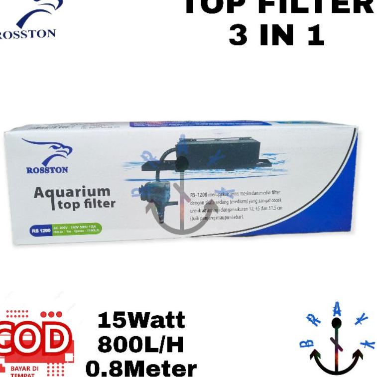 TERBAIK Mesin Pompa Aquarium Top Filter Box Komplit 3 in 1 Rosston 1200 Hh Quality Gratis Busa